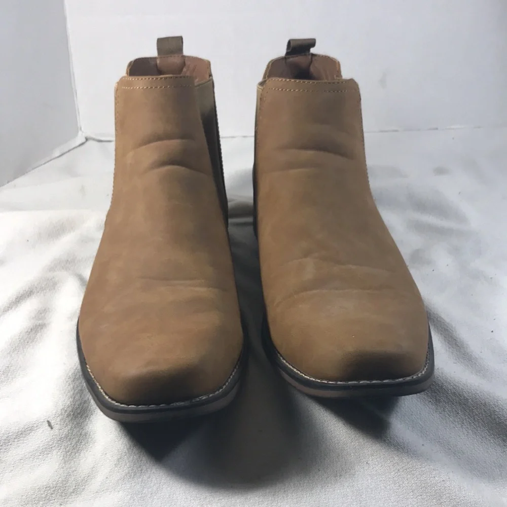 Perry Ellis Men's Tan Chris Vegan Pull On Chelsea Ankle Comfort Boots